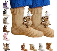 axodsnl Chaussettes Animaux 3D tricotées, Chaussettes Amusantes for Femmes et Hommes, Chaussettes Fantaisie Chaudes et Mignonnes en Coton crocheté à la Main, Cadeau de Noël(Duck)