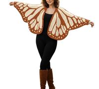 axodsnl Monarque Papillon Crochet Cardigan Ouvert Devant Papillons Aile Tricot Cardigan Pull Coverups Hauts for Femmes(Beige-Brown)