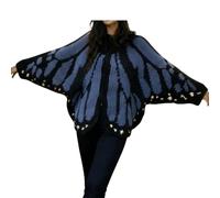 axodsnl Monarque Papillon Crochet Cardigan Ouvert Devant Papillons Aile Tricot Cardigan Pull Coverups Hauts for Femmes(Blue-Black)