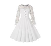 AXOE Femme Robe Vintage Années 50 en Tulle à Cœurs Robe A-Line Respirante en Tissu Anti-Froissures pour Occasions Décontractées ou Élégantes Blanc, Taille 50, 4XL