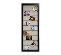 Axolia Cadre photo Pêle-mêle en bois - avec Porte Photos Pinces - Décoration Murale - Méli-Mélo - Noir - 39x115 cm