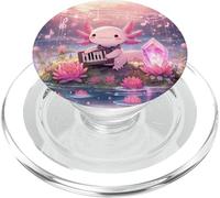 Axolotl Adorable Animal Sauvage rétro et Lotus Rose PopSockets PopGrip pour MagSafe