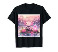 Axolotl Adorable Animal Sauvage rétro et Lotus Rose T-Shirt