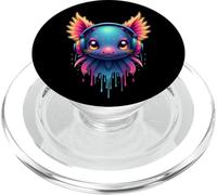 Axolotl avec écouteurs colorés Motif Musique rétro PopSockets PopGrip pour MagSafe