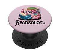 Axolotl Book Lover Funny Readsolotl Knowledge is Power PopSockets PopGrip Adhésif
