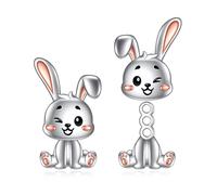 Axolotl/Boucles d'oreilles à tige en argent sterling avec vache, lapin, pingouin, raton laveur, grenouille, chat, lion, panda, loup, Argent sterling, Pas de gemme