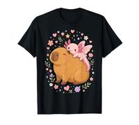 Axolotl Capybara Amitié Animale Mignonne Kawaii T-Shirt Graphique avec Valeur