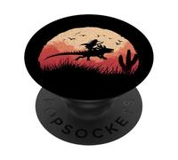 Axolotl Cow-Boy Coucher de Soleil Far West PopSockets PopGrip Adhésif