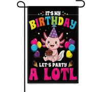 Axolotl Drapeaux de jardin « It's My Birthday » double face pour chambre à coucher, intérieur et extérieur