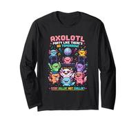 Axolotl Fete DJ Rave Pixel Art Design Manche Longue