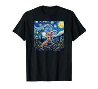 Axolotl Fish Prehistoric Starry Night Van Gogh Style T-Shirt