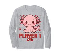 Axolotl Gamer Couple Capybara Retro Pixel Arcade Manche Longue