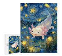 Axolotl in Starry Night Pond Puzzle 1000 Pièces Educa Jouet en Bois Cadeau Unique Décoration Intérieure Jeu Éducatif Challenge Toy Adultes Et Enfants À Partir De 14 Ans 500 PCS