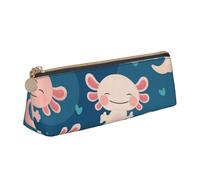 Axolotl Kawaii, Trousse à Crayons Triangulaire en Cuir avec Fermeture éclair, Trousse à Crayons Portable, Trousse à cosmétiques