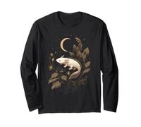 Axolotl Lover Dark Botanical Crescent Moon Manche Longue