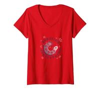 Axolotl Pose des Questions sur Tout ce Qui est Mignon et Curieux : Un amphibien T-Shirt avec Col en V, Femme, Rouge, XXL