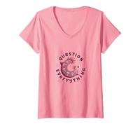 Axolotl Pose des Questions sur Tout ce Qui est Mignon et Curieux : Un amphibien T-Shirt avec Col en V, Femme, Rose, XL
