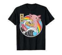 Axolotl Ramen Nouilles Great Wave Kawaii Rainbow Anime T-Shirt