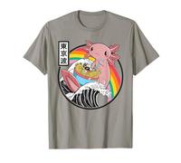 Axolotl Ramen Nouilles Great Wave Kawaii Rainbow Anime T-Shirt