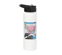 Axolotl Ramen Nouilles Great Wave Kawaii Vaporwave Anime Stainless Steel Insulated Water Bottle
