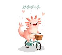 Axolotl Riding a Bicycle Notebook: Ideal for writing, journaling, school notes, or creative thoughts. Size 6x9 Inches and 120 Lined Pages.