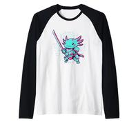 Axolotl Samurai Cyberpunk Warrior Anime Graphic pour garçon Manche Raglan