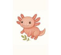 Axolotl Smiling: Adorable daily planner featuring a pink embroidered axolotl, perfect for creative minds and animal fans.