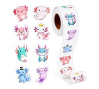 Axolotl Stickers - Paper 2.5cm Roll | Cute 8 Design Salamander Stickers, Scrapbook Decal Set | Cartoon Axolotl Sticker For School Classroom Party Phone Laptop Water Bottle Use