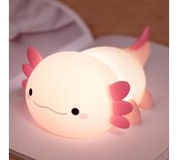 Axolotl Veilleuse mignonne pour enfants, lampe de chambre d'enfant en silicone salamandre, minuterie à intensité variable, veilleuse LED rechargeable, décoration de chevet douce, cadeau pour bébé,
