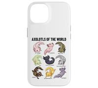 Axolotls of The World Axolotl Morphs Chart Art éducatif Coque pour iPhone 14