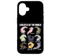 Axolotls of The World Axolotl Morphs Chart Art éducatif Coque pour iPhone 16