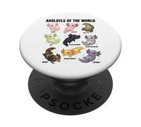 Axolotls of The World - De Jolis Axolotls morphes pour Les Amoureux de la Science PopSockets PopGrip Adhésif