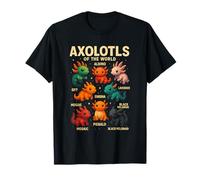 Axolotls of The World Tableau des variétés de Couleurs Amphibiens Mignons T-Shirt