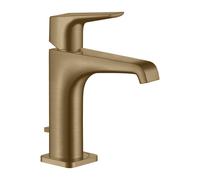 hansgrohe AXOR Citterio E Mitigeur monocommande de lavabo 125 avec béqu'ille et set de déchets, 36110140, Couleur: Bronze brossé