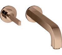 hansgrohe AXOR Citterio mitigeur monocommande de lavabo encastré, rosettes pour montage mural, bec 220mm, 39116300, Couleur: Rouge poli or