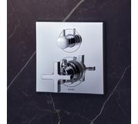 Hansgrohe Axor Citterio thermostat encastré avec vanne d'arrêt/changeur, poignées transversales, 2 consommateurs, Coloris: chrome - 39725000