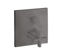hansgrohe AXOR Citterio thermostat encastré avec vanne d'arrêt/changeur, poignées transversales, 2 consommateurs, 39725340, Couleur: Chrome noir brossé