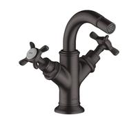 hansgrohe AXOR Mélangeur bidet Montreux 2 poignées, garniture de vidage, 16520340, Couleur: Chrome noir brossé