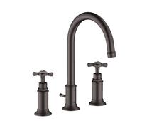 hansgrohe AXOR Mélangeur lavabo 3 trous Montreux 180, vidage par pop-up, 16513340, Couleur: Chrome noir brossé