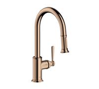 hansgrohe AXOR Montreux DN 15 Mitigeur monocommande de cuisine AXOR Montreux DN 15 180 avec douchette coulissante, 16581300, Couleur: Rouge poli or