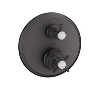 hansgrohe AXOR Thermostat Montreux encastré avec vanne d'arrêt ou vanne de commutation, 16820340, Couleur: Chrome noir brossé