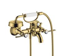 hansgrohe AXOR Montreux Mitigeur bain douche 2 poignées, montage apparent, béqu'illes, saillie 220mm, 16551990, Couleur: Optique en or poli