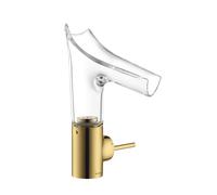 hansgrohe AXOR Starck V mitigeur monocommande de lavabo 140 avec bec verseur en verre et vidage escamotable, 12112990, Couleur: Optique en or poli