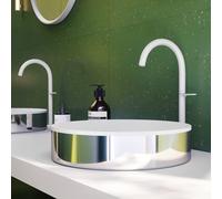 hansgrohe AXOR Suite lavabo à poser, rond, D 400mm, avec cadre métal, sans trop-plein, SOLIDSurface, 42001000, Couleur: chrome