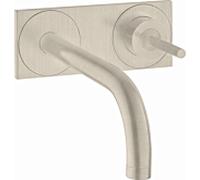 Axor Uno mur mitigeur lavabo 38112820 avec plaque, saillie 165mm, nickel brossé