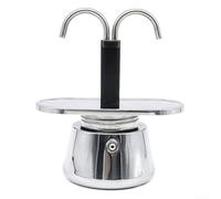 Axorafow Cafetière à moka en acier 304 avec joint en silicone et valve de sécurité pour brassage maison et café riche (A)