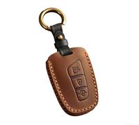 Axorafow Coque de e voiture en cuir de vache Santa Fe Elantra Sonata 3 boutons avec coque antichoc Tucson et boîte - Marron (marron)