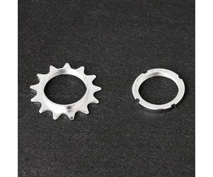 Axorafow Ensemble pignon fixe et anneau de verrouillage en acier pour vélos de piste - Pignon 13T, 14T, 18T compatible avec chaîne de 1/8", volant d'inertie de 3,5 cm et anneau de verrouillage à