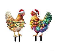 Axorafow Lot de 12 panneaux de jardin décoratifs à DEL résistants aux intempéries pour allée - Ensemble de pelouse festive avec lumières multicolores - Statues de Noël en acrylique (36 cm)
