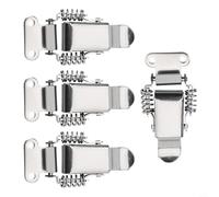 Axorafow Lot de 4 loquets en acier pour boîtes à outils haute tension, valises, boîtes de rangement, armoires en bois, argent (S : 58 x 36 mm et L : 74 x 47 mm) (L)